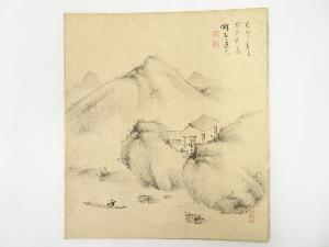 河野珠石筆　山水図　肉筆色紙